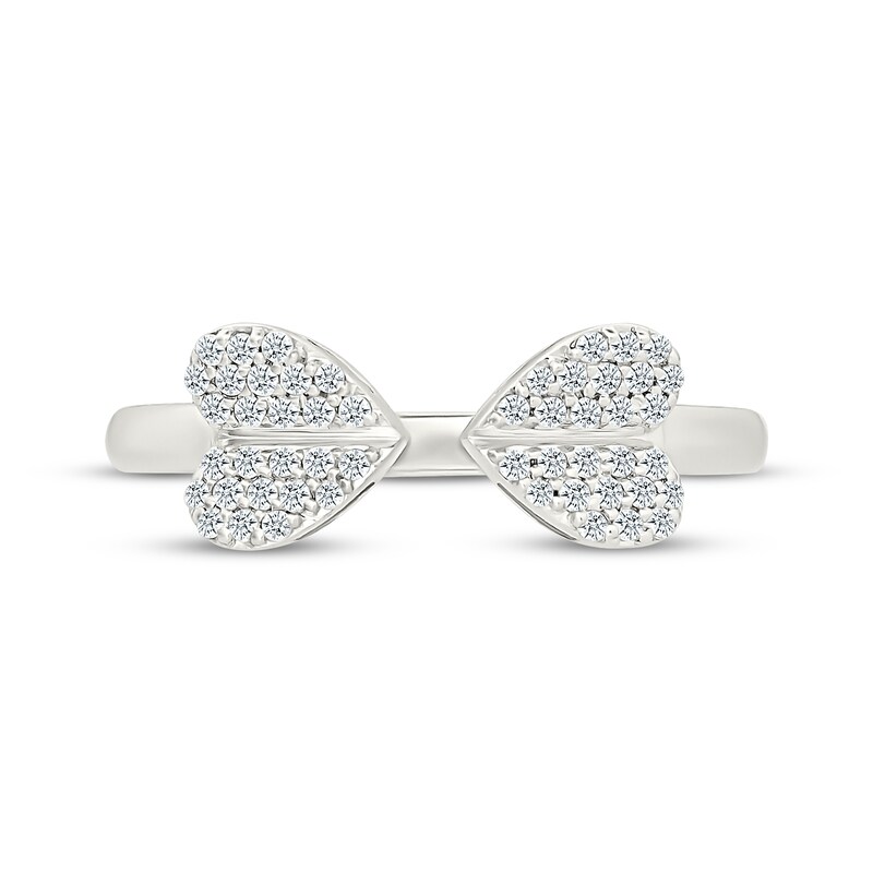 Main Image 4 of Diamond Double Heart Open Ring 1/5 ct tw Sterling Silver