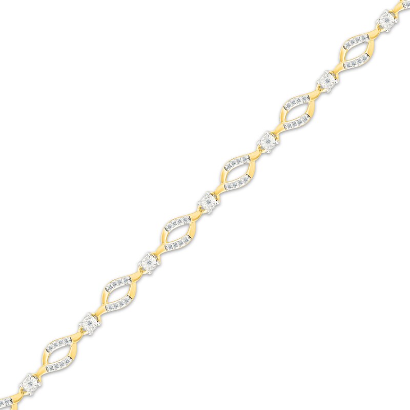 Main Image 2 of Diamond Swirl Link Bracelet 1/4 ct tw 10K Yellow Gold 7"