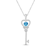 Thumbnail Image 1 of Heart-Shaped Swiss Blue Topaz & White Lab-Created Sapphire Key Necklace Sterling Silver 18"