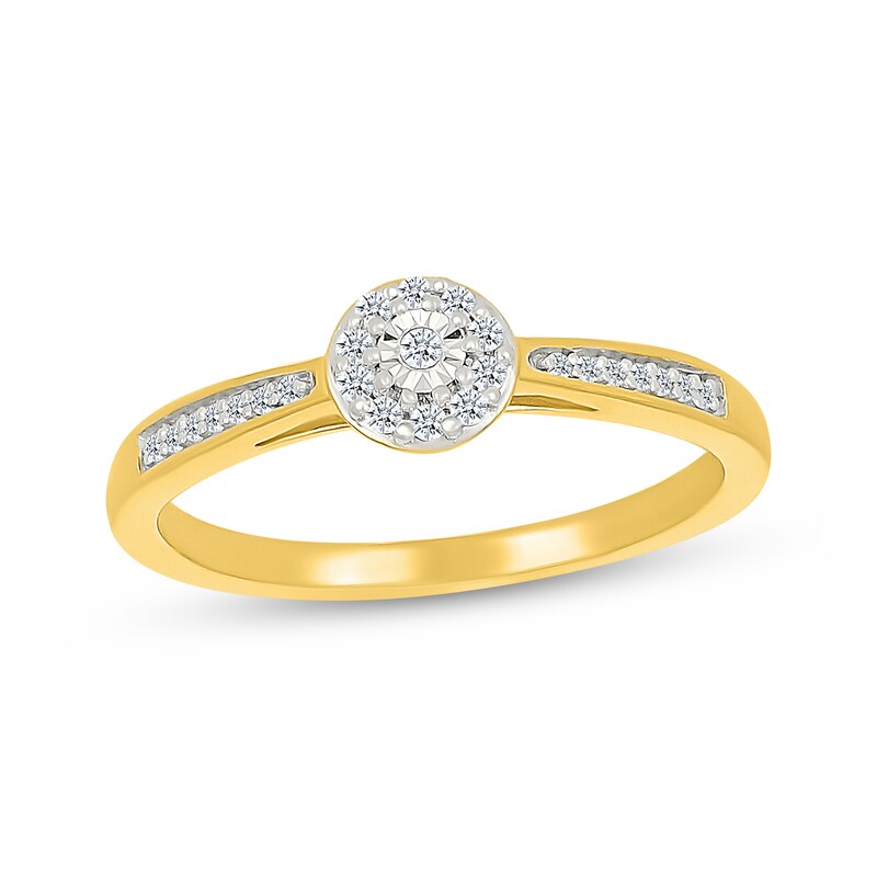 Main Image 1 of Diamond Halo Promise Ring 1/10 ct tw 10K Yellow Gold