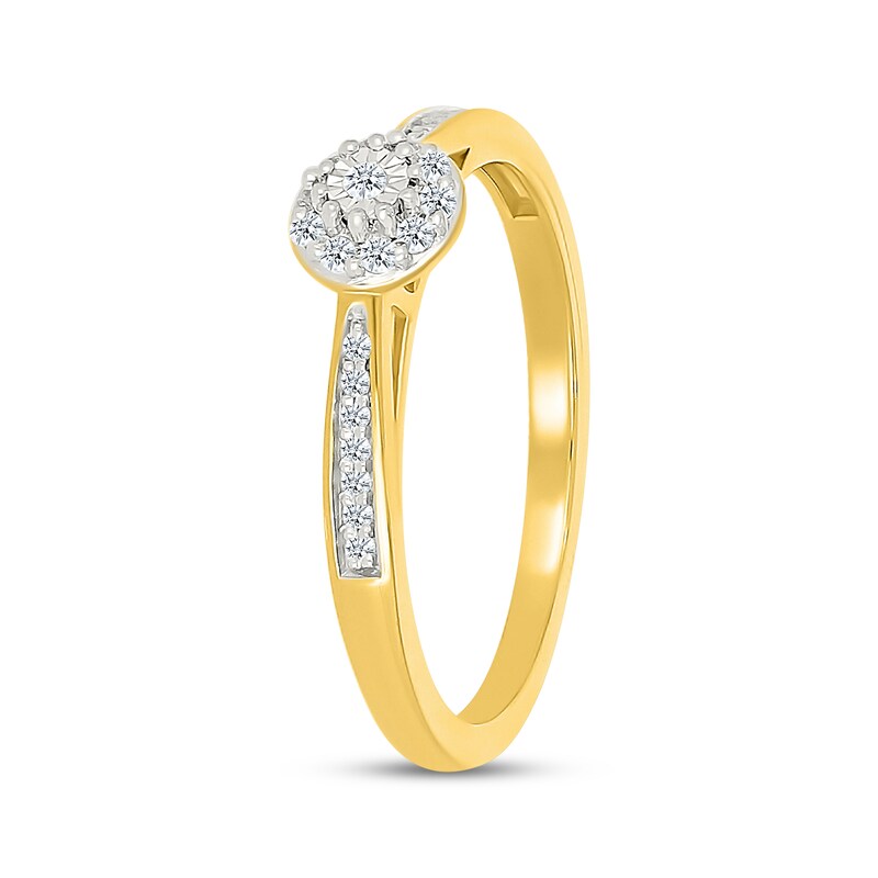 Main Image 2 of Diamond Halo Promise Ring 1/10 ct tw 10K Yellow Gold