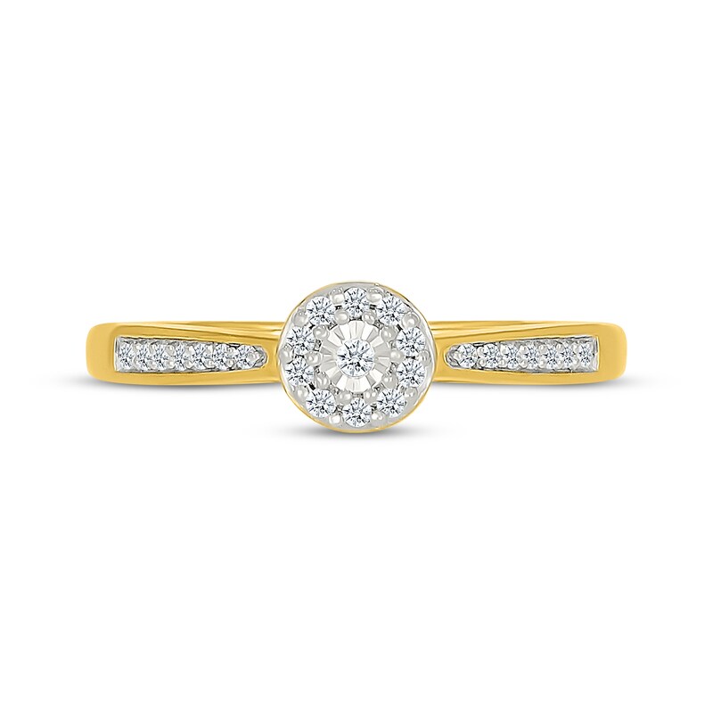 Main Image 4 of Diamond Halo Promise Ring 1/10 ct tw 10K Yellow Gold