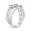 Thumbnail Image 2 of Pink & White Lab-Created Sapphire Butterflies Ring Sterling Silver
