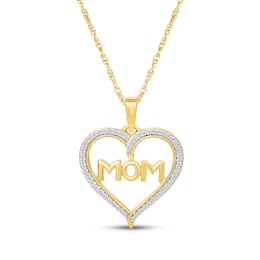 Diamond "Mom" Necklace 1/8 ct tw 10K Yellow Gold 18"