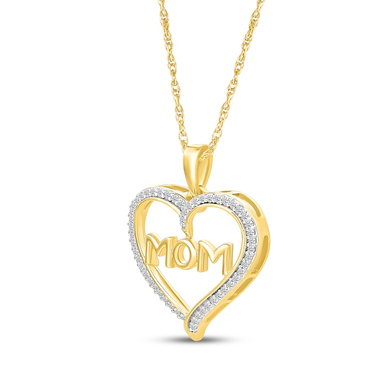 Main Image 2 of Diamond "Mom" Necklace 1/8 ct tw 10K Yellow Gold 18"