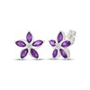 Thumbnail Image 1 of Marquise-Cut Amethyst & White Lab-Created Sapphire Flower Stud Earrings Sterling Silver