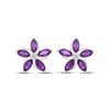 Thumbnail Image 2 of Marquise-Cut Amethyst & White Lab-Created Sapphire Flower Stud Earrings Sterling Silver