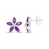 Thumbnail Image 3 of Marquise-Cut Amethyst & White Lab-Created Sapphire Flower Stud Earrings Sterling Silver