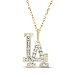 Diamond "LA" Necklace 1/20 ct tw 10K Yellow Gold 18"