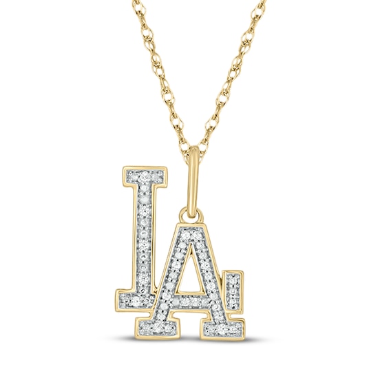 Diamond "LA" Necklace 1/20 ct tw 10K Yellow Gold 18"