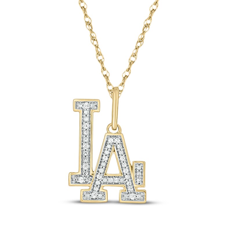 Main Image 1 of Diamond "LA" Necklace 1/20 ct tw 10K Yellow Gold 18"
