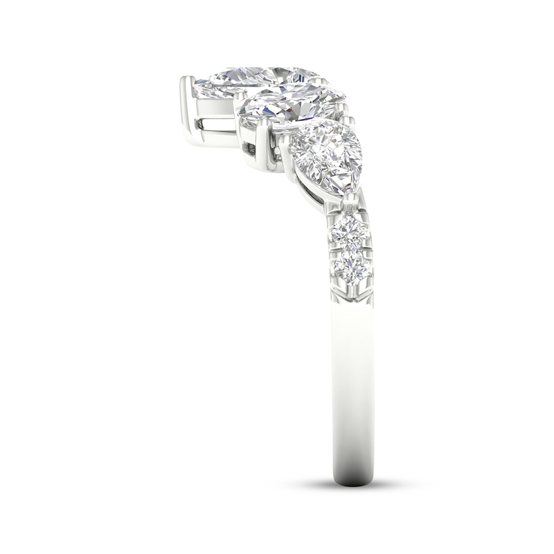 Main Image 3 of Adore Lab-Grown Diamonds Pear-Shaped & Oval-Cut Anniversary Ring 2 ct tw 14K White Gold