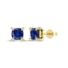 Thumbnail Image 1 of Cushion-Cut Blue Lab-Created Sapphire & Diamond Accent Stud Earrings 10K Yellow Gold