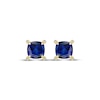 Thumbnail Image 2 of Cushion-Cut Blue Lab-Created Sapphire & Diamond Accent Stud Earrings 10K Yellow Gold