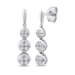 Memories Moments Magic Multi-Diamond Circle Drop Earrings 1/5 ct tw Sterling Silver
