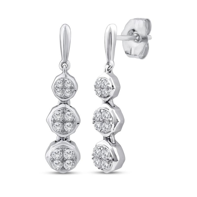 Main Image 1 of Memories Moments Magic Multi-Diamond Circle Drop Earrings 1/5 ct tw Sterling Silver
