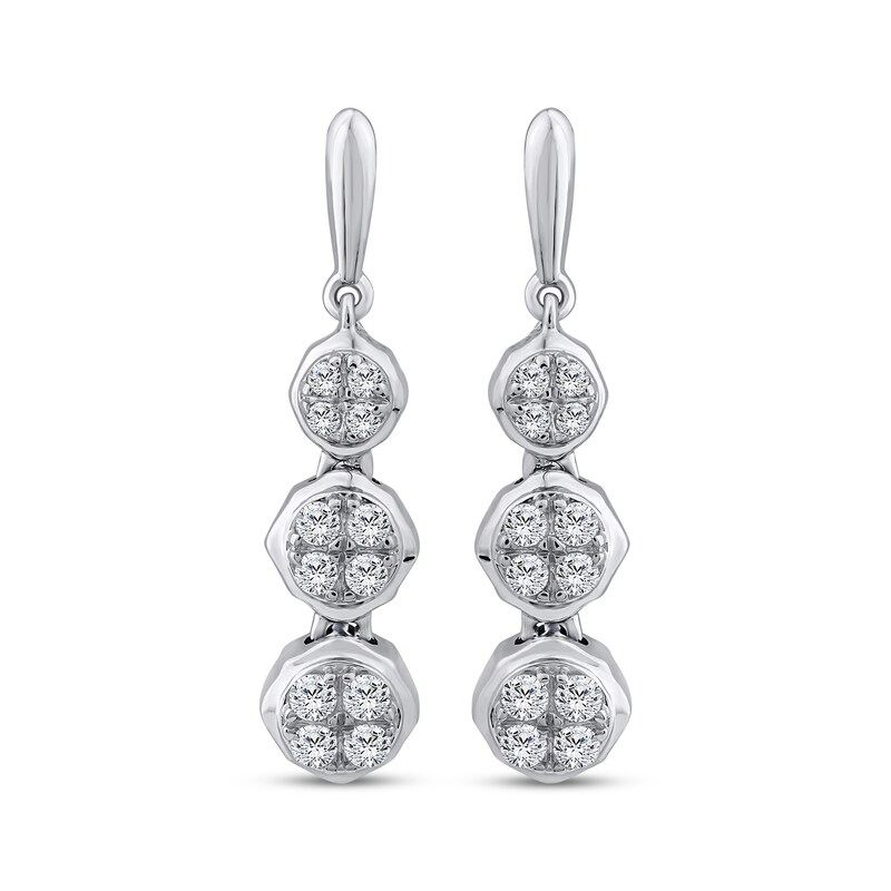 Main Image 2 of Memories Moments Magic Multi-Diamond Circle Drop Earrings 1/5 ct tw Sterling Silver