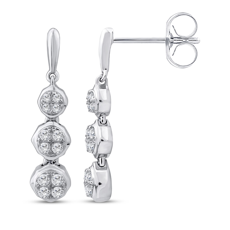 Main Image 3 of Memories Moments Magic Multi-Diamond Circle Drop Earrings 1/5 ct tw Sterling Silver