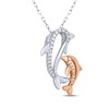 Thumbnail Image 2 of Diamond Dolphins Necklace 1/10 ct tw Sterling Silver & 10K Rose Gold 18"