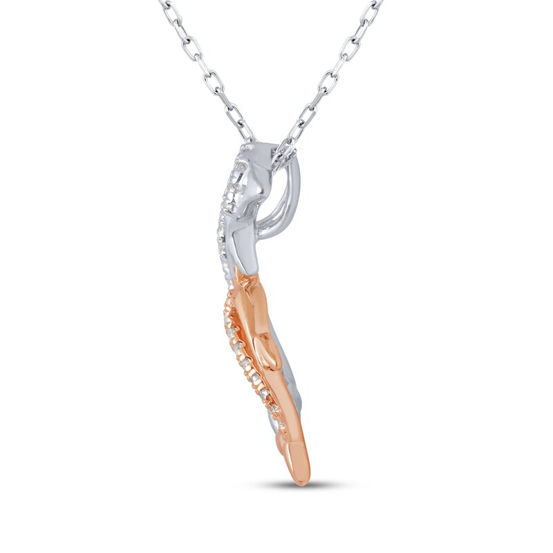 Main Image 3 of Diamond Dolphins Necklace 1/10 ct tw Sterling Silver & 10K Rose Gold 18"