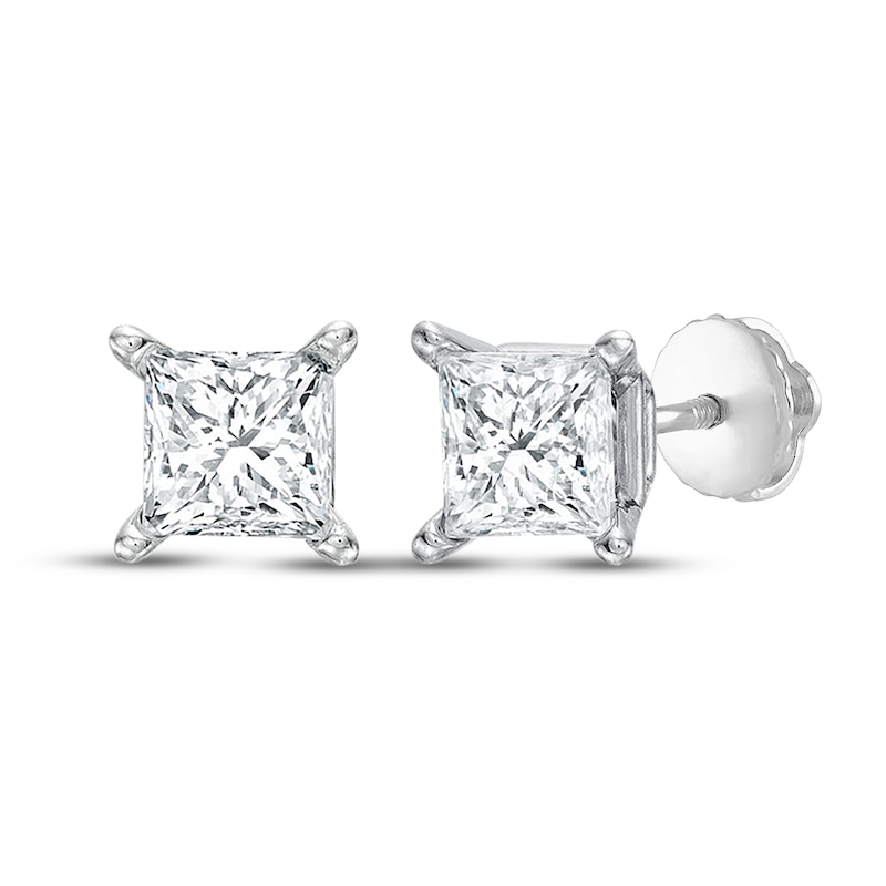 Main Image 1 of KAY Lab-Grown Diamonds Princess-Cut Solitaire Stud Earrings 3/4 ct tw 14K White Gold (F/VS2)