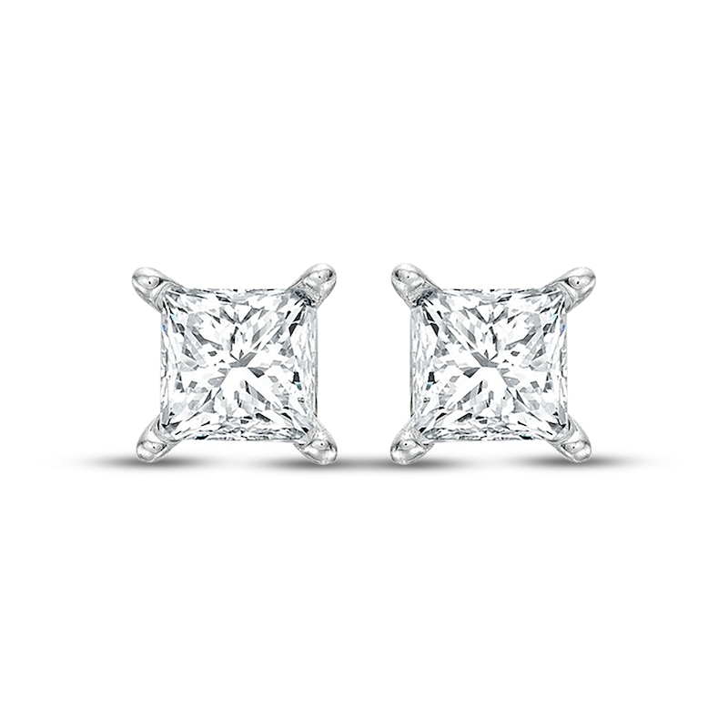 Main Image 2 of KAY Lab-Grown Diamonds Princess-Cut Solitaire Stud Earrings 3/4 ct tw 14K White Gold (F/VS2)