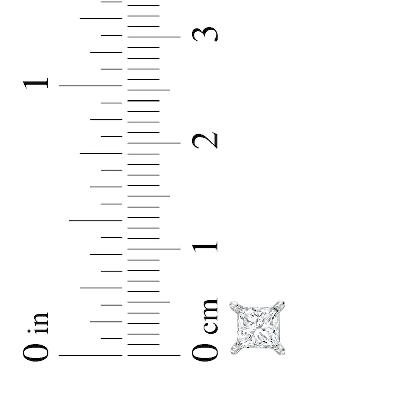 Main Image 5 of KAY Lab-Grown Diamonds Princess-Cut Solitaire Stud Earrings 3/4 ct tw 14K White Gold (F/VS2)