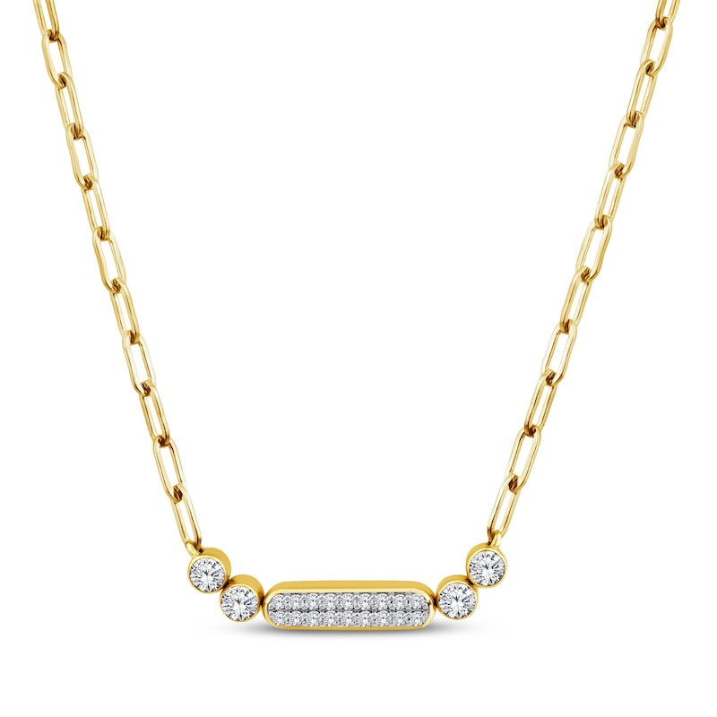 Main Image 1 of Lab-Grown Diamond Bar Necklace 1/2 ct tw 24K Yellow Gold Vermeil Sterling Silver 18"
