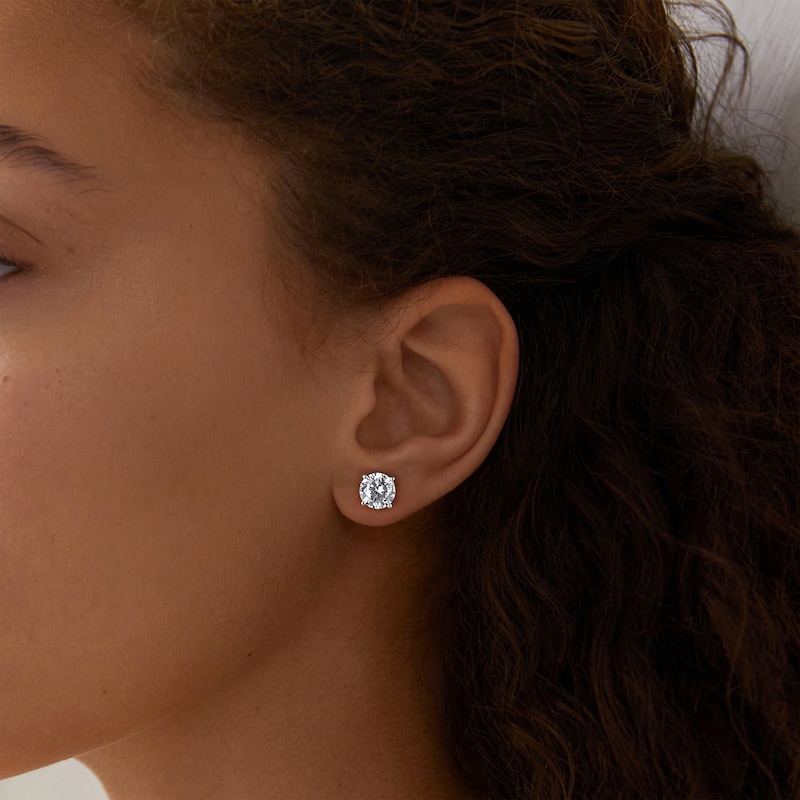 Main Image 4 of KAY Lab-Grown Diamond Solitaire Stud Earrings 4 ct tw 14K White Gold (F/VS2)