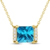 Thumbnail Image 1 of Square Emerald-Cut Swiss Blue Topaz & White Lab-Created Sapphire Necklace 24K Yellow Gold Vermeil Sterling Silver 18"
