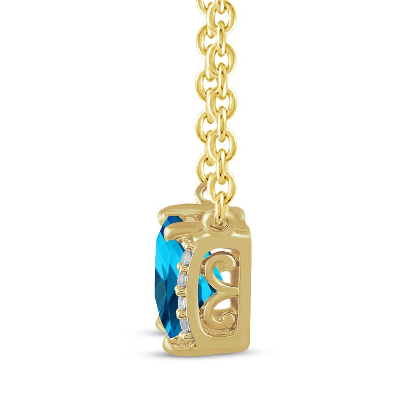 Main Image 2 of Square Emerald-Cut Swiss Blue Topaz & White Lab-Created Sapphire Necklace 24K Yellow Gold Vermeil Sterling Silver 18"
