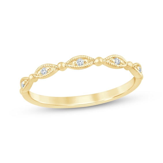 Lab-Grown Diamonds Milgrain Anniversary Ring 1/20 ct tw 10K Yellow Gold