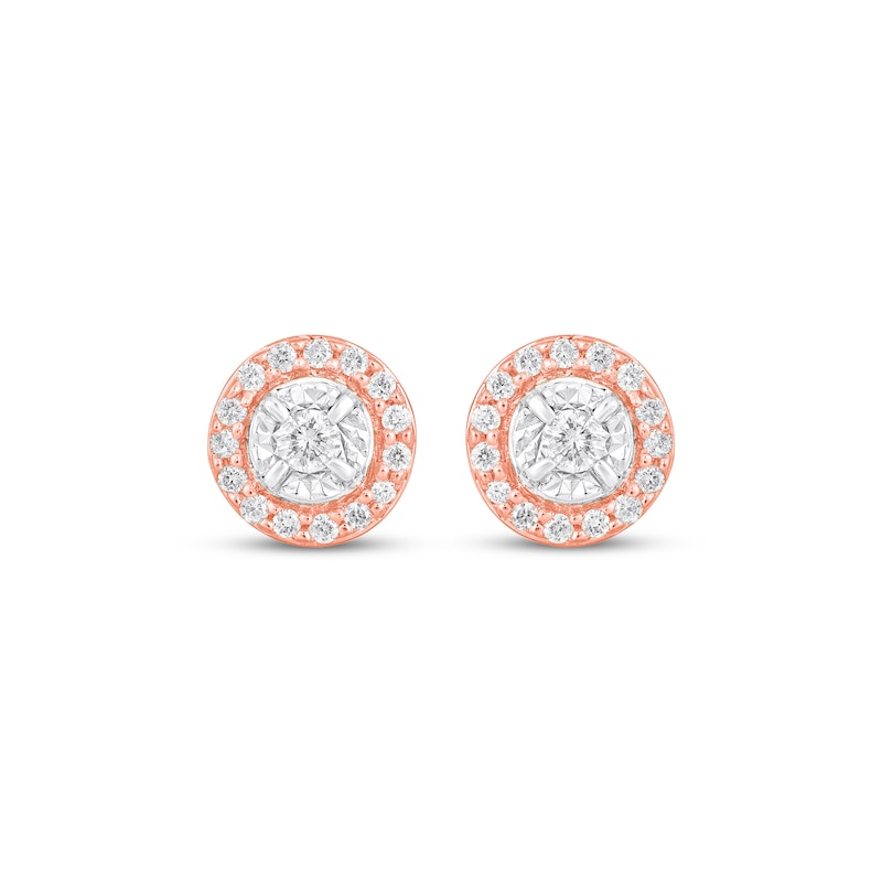 Main Image 2 of Diamond Halo Stud Earrings 1/4 ct tw 10K Rose Gold