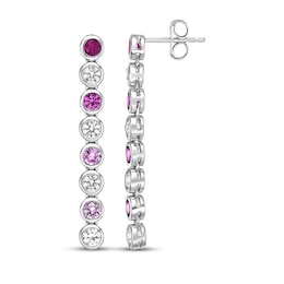 Lab-Created Ruby, Pink and White Lab-Created Sapphire Ombré Drop Earrings Sterling Silver