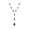 Thumbnail Image 1 of Multi-Shape Blue & White Lab-Created Sapphire Dangle Y-Drop Necklace Sterling Silver 18"
