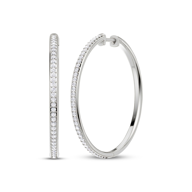 Main Image 1 of KAY Lab-Grown Diamonds Hoop Earrings 1/2 ct tw Sterling Silver