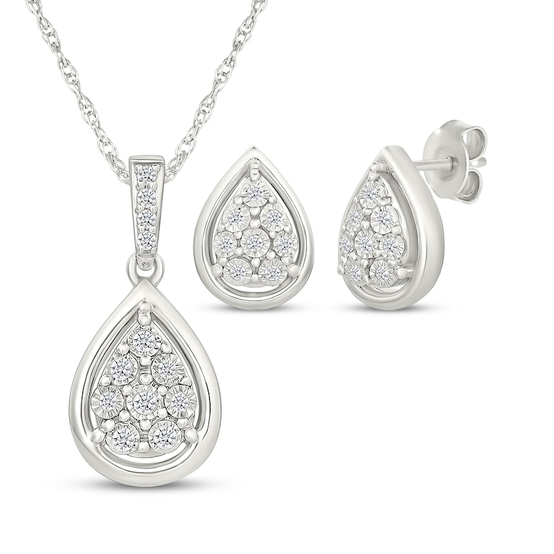 Main Image 1 of KAY Lab-Grown Diamonds Multi-Stone Teardrop Gift Set 1/6 ct tw Sterling Silver