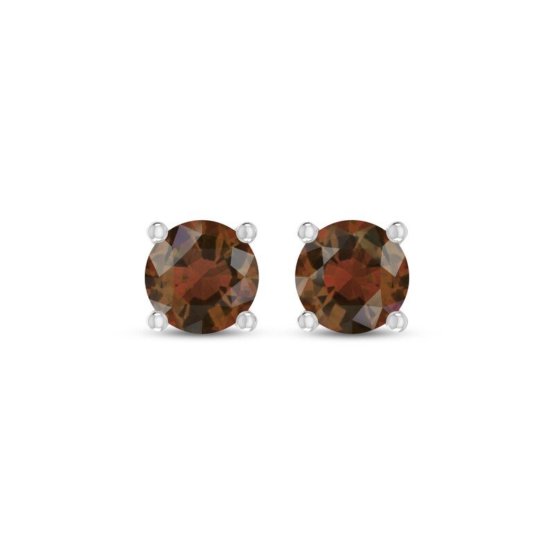 Main Image 2 of Garnet Solitaire Earrings Sterling Silver