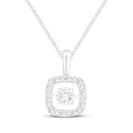 Unstoppable Love Lab-Grown Diamond Cushion Halo Necklace 1/2 ct tw 10K White Gold 19"