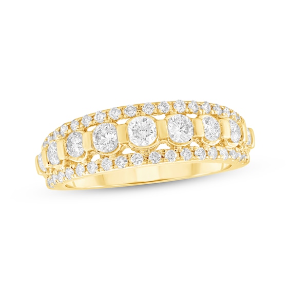 Adore Diamond Three-Row Anniversary Ring 1 ct tw 10K Yellow Gold