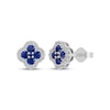 Thumbnail Image 1 of Blue & White Lab-Created Sapphire Clover Stud Earrings Sterling Silver