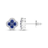 Thumbnail Image 3 of Blue & White Lab-Created Sapphire Clover Stud Earrings Sterling Silver