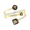 Thumbnail Image 1 of Square Emerald-Cut Smoky Quartz & White Lab-Created Sapphire Wrap Ring 24K Yellow Gold Vermeil Sterling Silver