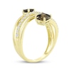 Thumbnail Image 2 of Square Emerald-Cut Smoky Quartz & White Lab-Created Sapphire Wrap Ring 24K Yellow Gold Vermeil Sterling Silver