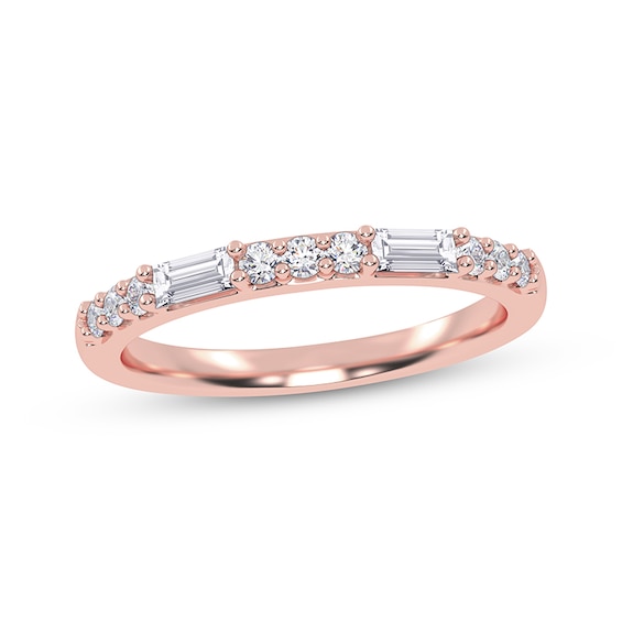 Adore Baguette & Round-Cut Diamond Alternating Stackable Anniversary Ring 1/4 ct tw 14K Rose Gold