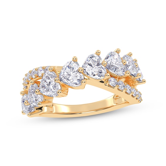 KAY Lab-Grown Diamonds Heart-Shaped & Round-Cut Crossover Ring 2 ct tw 14K Yellow Gold