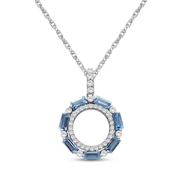 Baguette-Cut Swiss Blue Topaz & White Lab-Created Sapphire Circle Necklace Sterling Silver 18"
