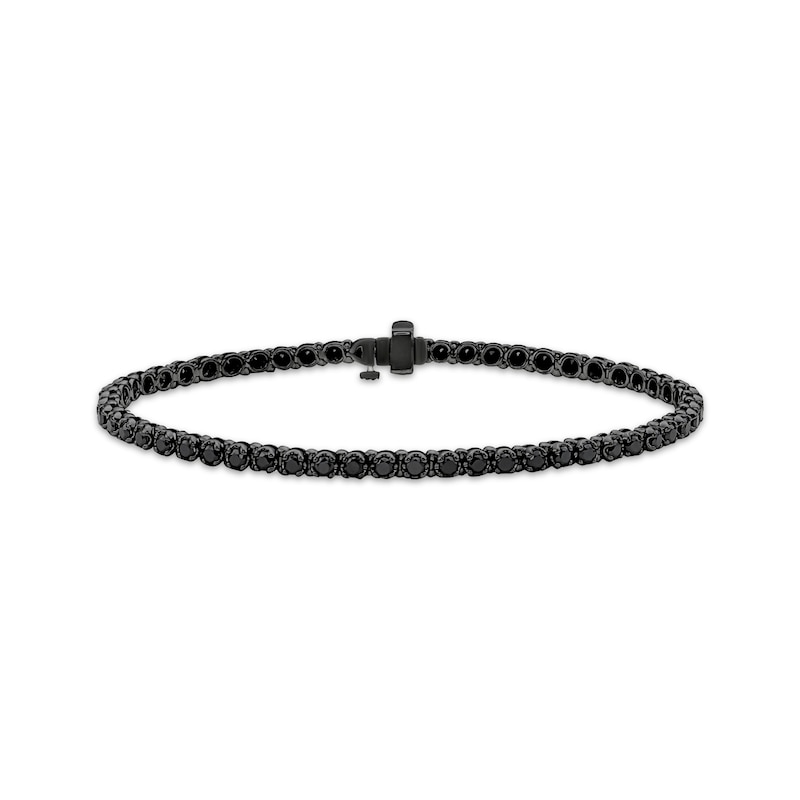Main Image 1 of Men's Black Diamond Tennis Bracelet 5 ct tw Sterling Silver with Black Rhodium 8.5"