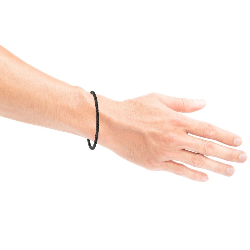 Main Image 4 of Men's Black Diamond Tennis Bracelet 5 ct tw Sterling Silver with Black Rhodium 8.5"