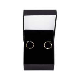 Twist Hoop Earrings 18mm Hollow 10K Yellow Gold